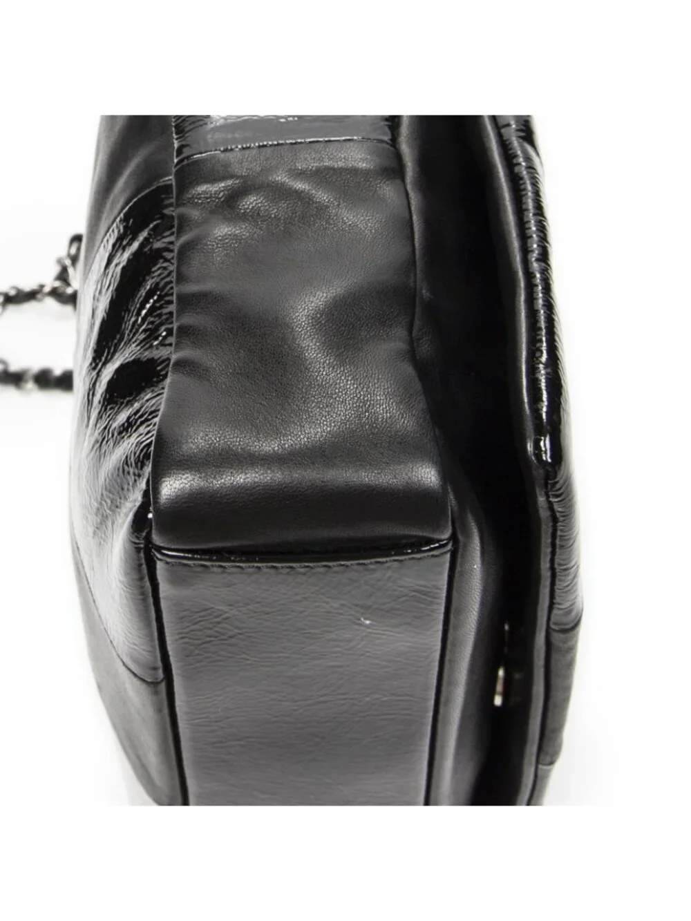 Chanel Brooklyn Ligne Patchwork Chain Flap Bag Black Leather